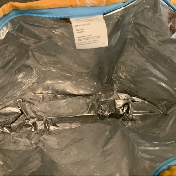 California Innovation Yellow Blue Palm Tree Hibiscus Flower Thermal Tote Bag LN - Picture 9 of 9